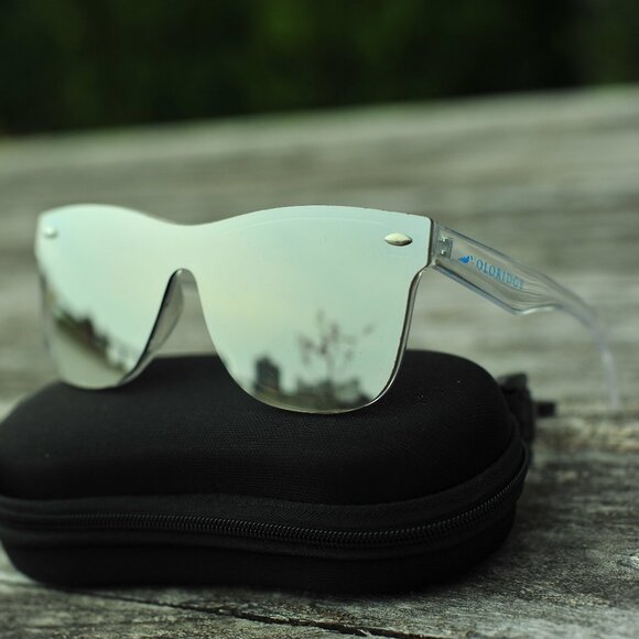 New Mirror Coated Lenses Silver Clear Acrylic Arms Sunglasses Unisex main image 7